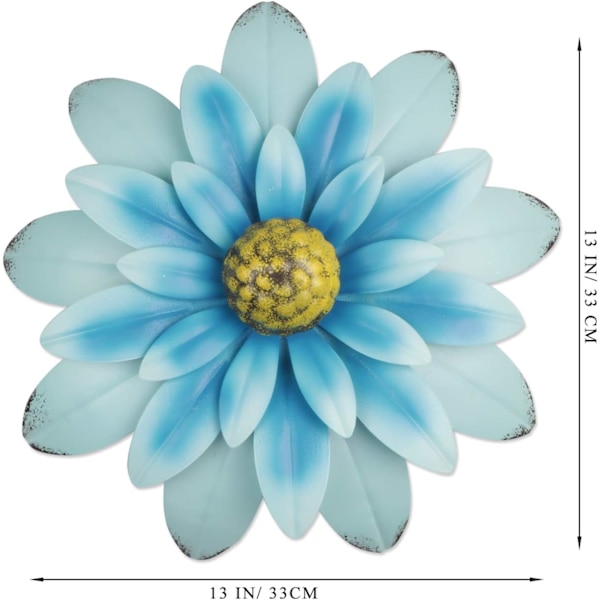 33CM Metal Blomster Vægdekoration Multi-Layer Blomster Vægkunst Dekorati