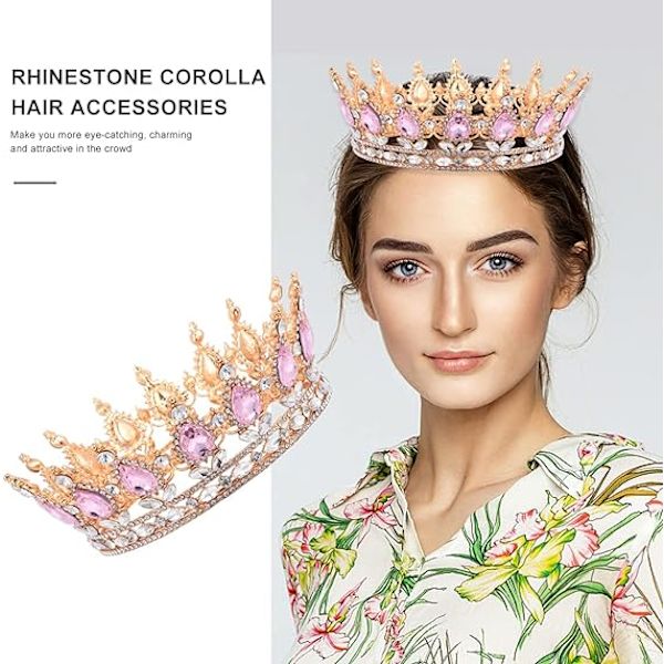 Fuld rund krystal krone, rhinestone brude tiara, prinsesse hovedbøjle