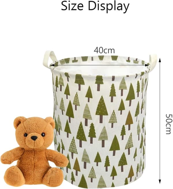 Sammenleggbar klesvaskurv Rund PE Bomull Lin Vaskeri Oppbevaring