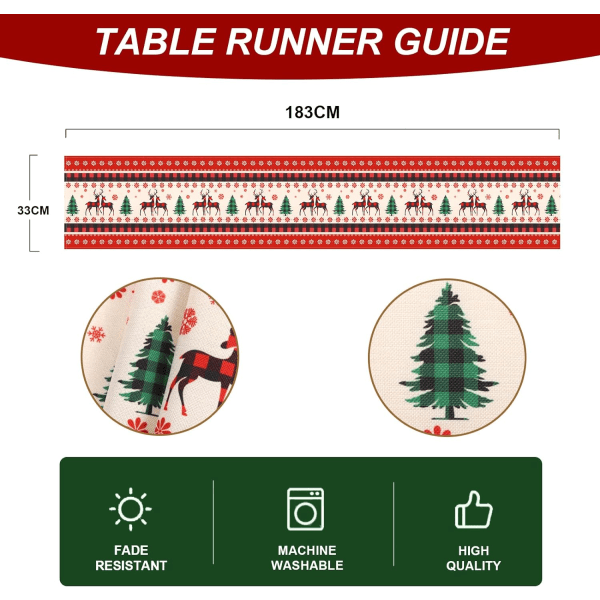 1st modell 4 (183x33CM) Julbordslöpare, Älg och jul