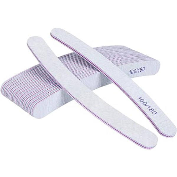 15 st professionella nagelfilar, böjda nagelfilar, 100/180 grit Wa
