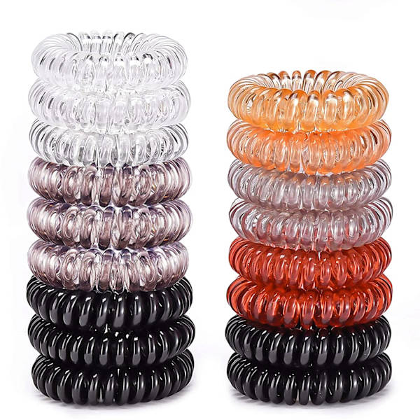 17-pack hårsnoddar, spiralformade hårsnoddar utan veck, flerfärgade