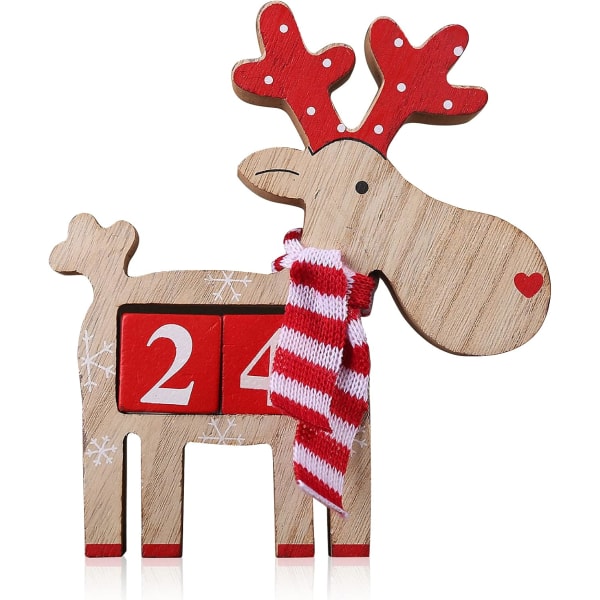 Julkalenderdekorationer Juldekorationer i trä Adventskalender (Scarf Elk)