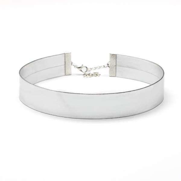 Silver Shiny Wide Metallic Silver Choker / Halsband