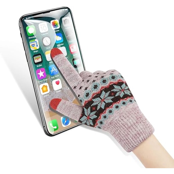 Vinter touchscreen-hansker med varmt, mykt fôr, elastiske mansjetter for kvinner (khaki)