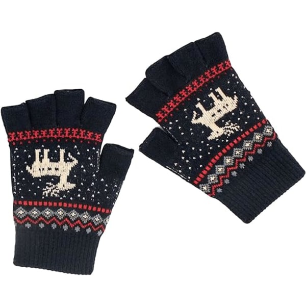 1 par svarta unisex vinterhalvfingerhandskar vintervarma touch S