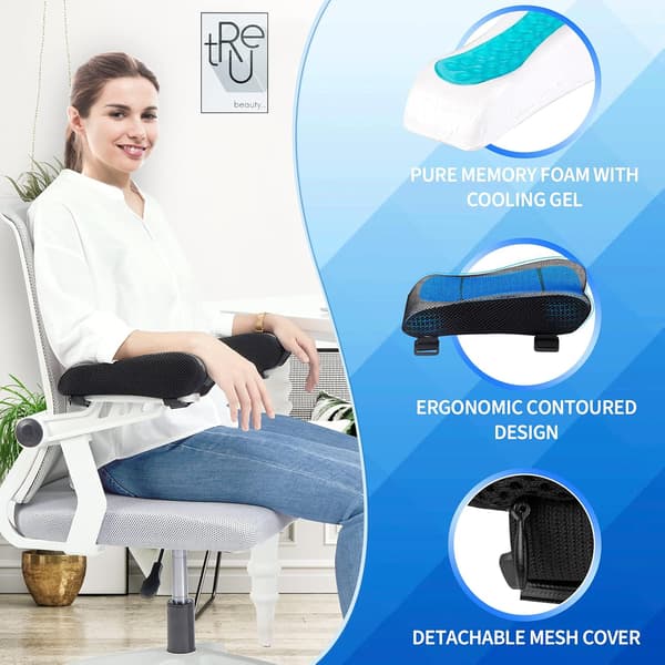 Kontorstol Armlænsbetræk - Ergonomisk Formet - Memory Shape