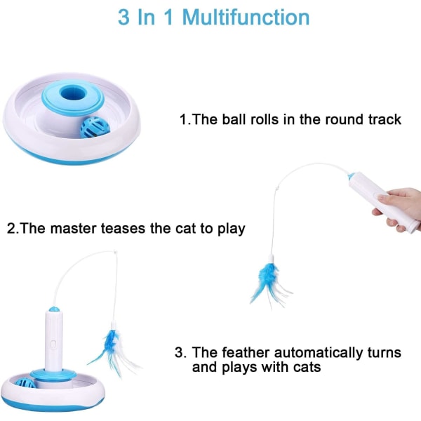 Interaktiv katteleke innendørs Teaser-leketøy Elektrisk med 360° rotering