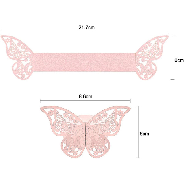 Sæt med 30 (Pink) Blanke Reflekterende Sommerfugl Papir Hule Serviet R