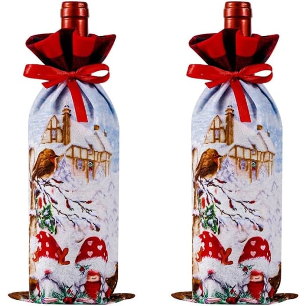 2 pakke julevinsflaskeposer til rødvinsflasker, vintilbehør