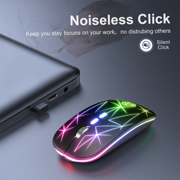 A20 2,4Ghz trådløs mus, lysutsendende lading RGB-spillebord