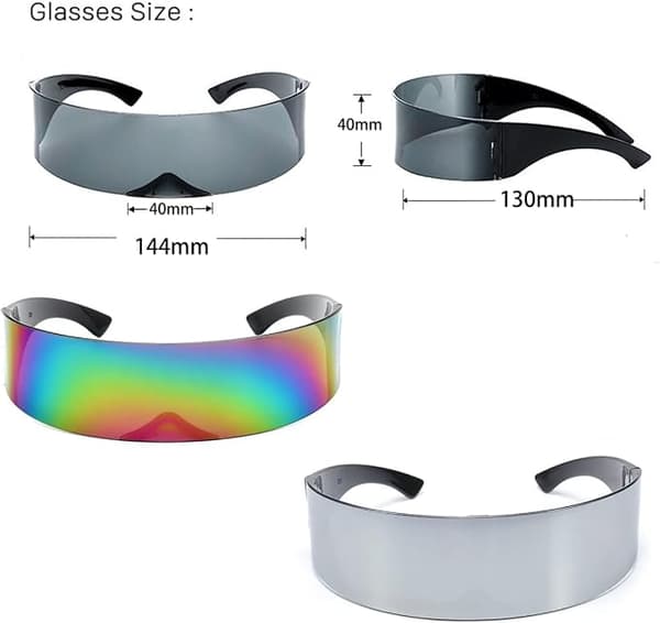 3 st Silver Silver Fast Rave Glasögon, Roliga Glasögon Space Glasögon