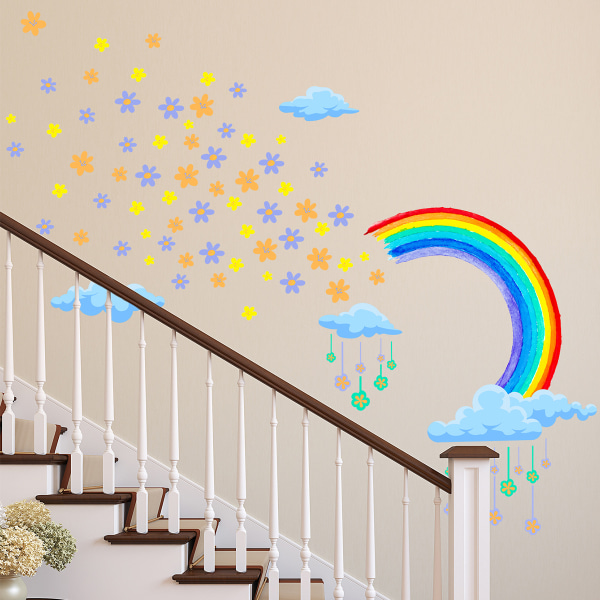 Värikkäät Rainbow-seinätarrat, Lasten pilviseinätarra, Wate