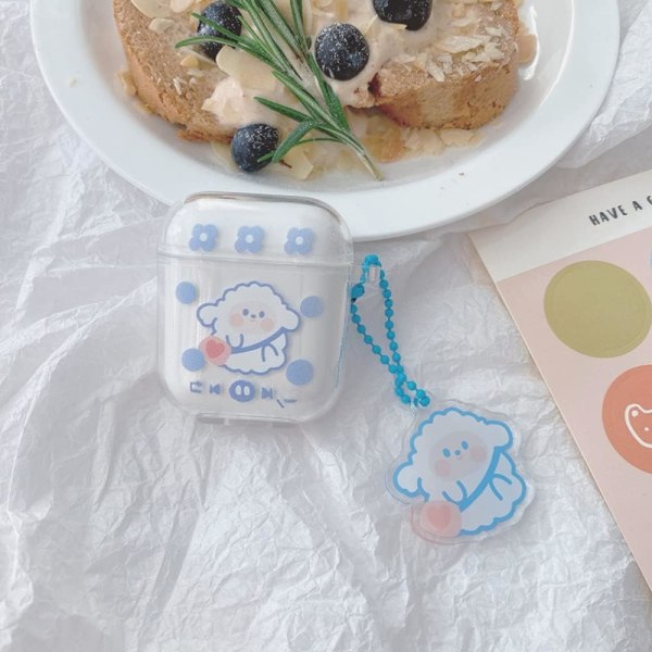 Kompatibel med AirPods-fodral med söta, genomskinliga flicktecknade djur