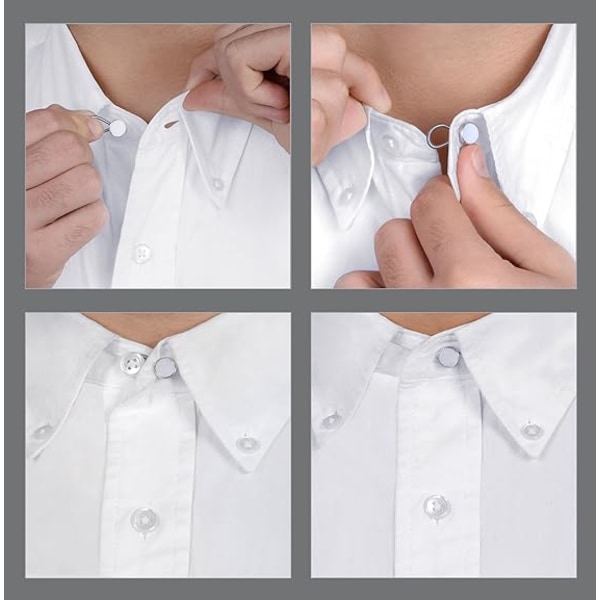 White Metal Collar Extenders - Elastic Extenders for Dress Shirts