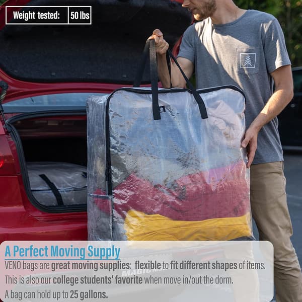 4-pack extra stora genomskinliga förvaringsväskor för college, flyttmaterial,