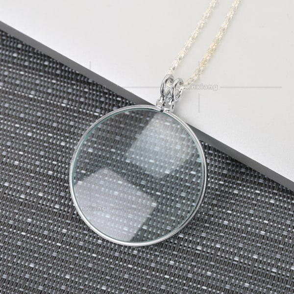 Silverförstoringsglaslins på halsband Silverkedja Förstoringsglas