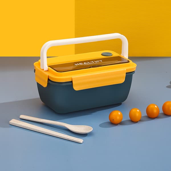 Bento Lunsjbokser med 2 rom og skje, plastmat Pre