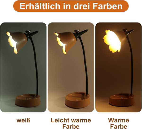 (Blå) Bordlampe til børn, LED-bordlampe med 3 farvetemperaturer