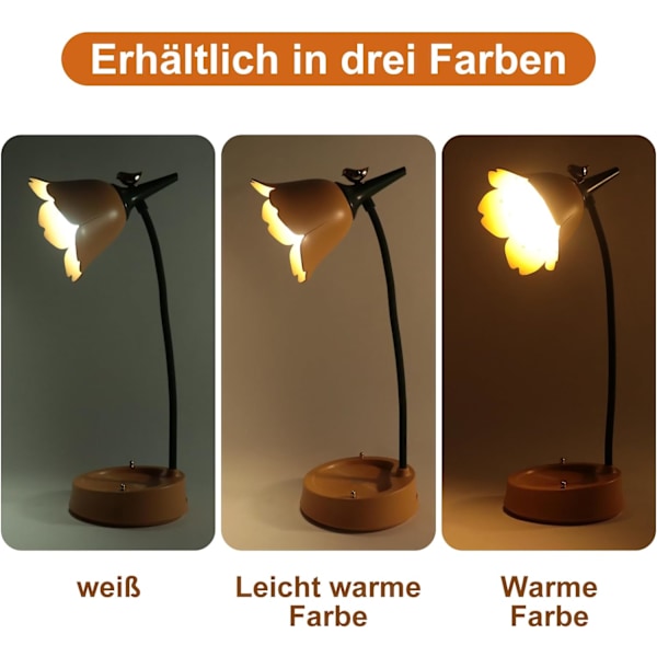 (Gul) Skrivbordslampa för barn, LED-skrivbordslampa med 3 färgtemperaturer