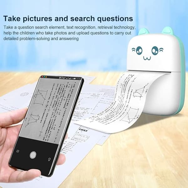 Mini Termisk Printer, 200DPI Trådløs Bluetooth BT 4.0 Foto Print