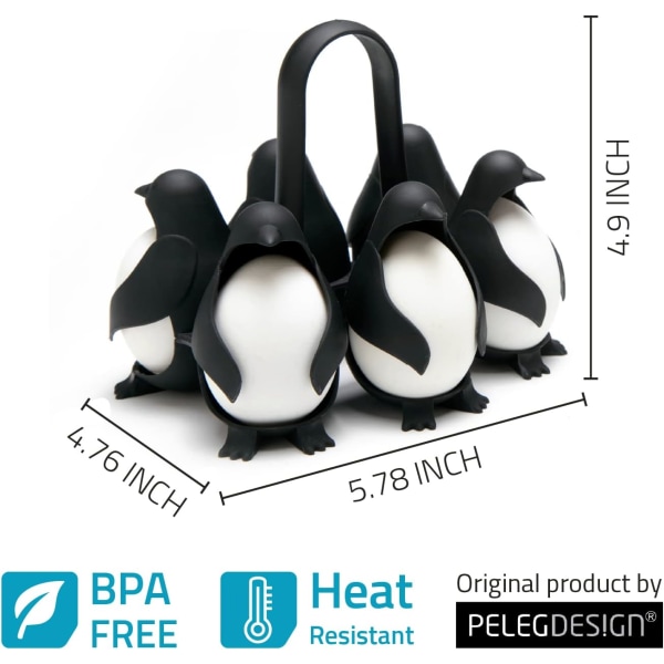 3 i 1 egg holder for matlaging, oppbevaring og servering, pingvinform