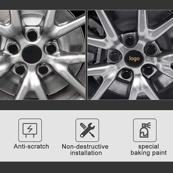 4-delad Tesla navkapsel emblem navkapsel vattentät
