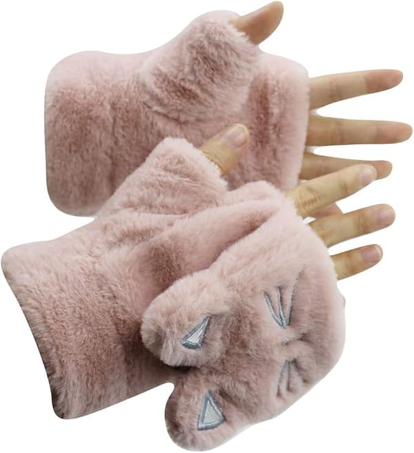 Varme og bløde handsker til kvinder og piger, i halvlang katteplys