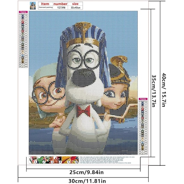 30*40CM DIY Diamantmaleri Runde Dyrebilleder Diamantmaleri
