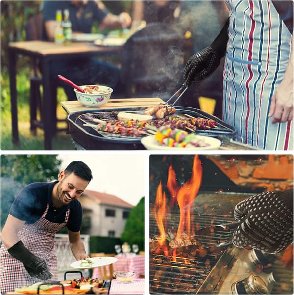 Grillhandskar halkfria silikongrillhandskar med en maximal tem