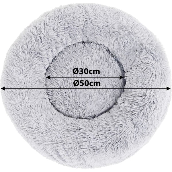 Pyöreä koirakori kissan tyyny donitsikori Ø 50 cm (M) Vaaleanharmaa