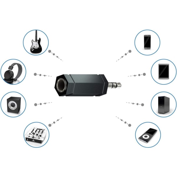 2X Stereo Audio Jack Adapter 3,5 mm hann til 6,3 mm Jack HiFi Jack A