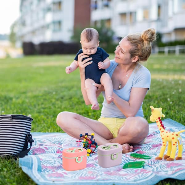 (rosa) Babyformeldispenser, 410 ml bærbar melkepulverdispenser