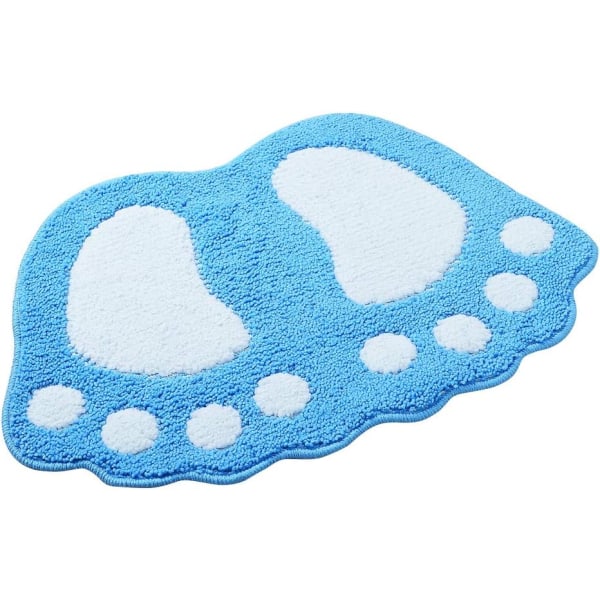 Antiskrid bademåtte, store fødder badeværelse brusebad måtte shaggy tæppe absorberende gulvmåtte dør måtte (40 * 60CM, blå)