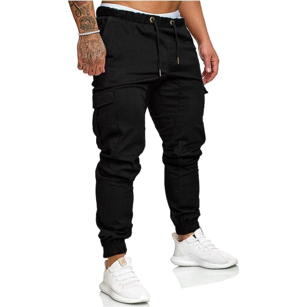 Herr Joggerbyxor Cargo Sweatpants Elastisk Midja Sweatpants Plus