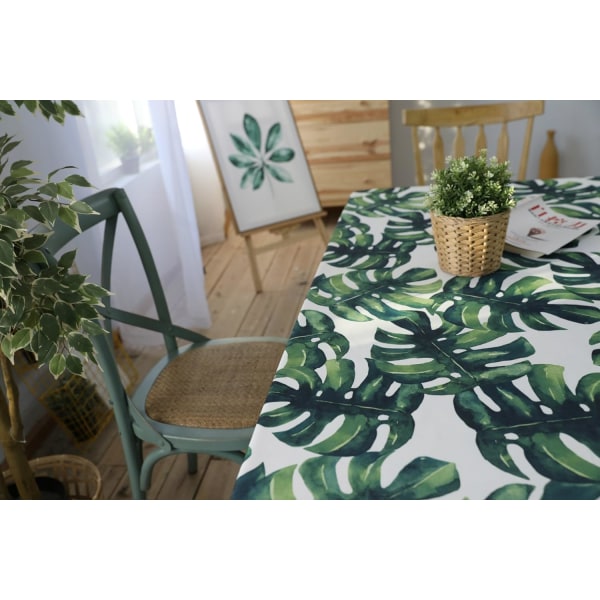 Drizzle Duk - Monstera Palm Planter Grønt Blad Rektangulær Duk Vaskbar Enkelt Vedlikehold Holdbar Vanntett Pastorale Hager