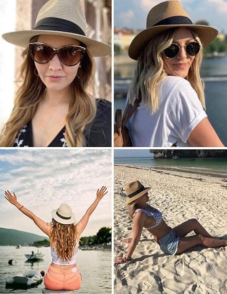 Dame Menn Halm Panama Solhatt Lett Pustende Panama Hat