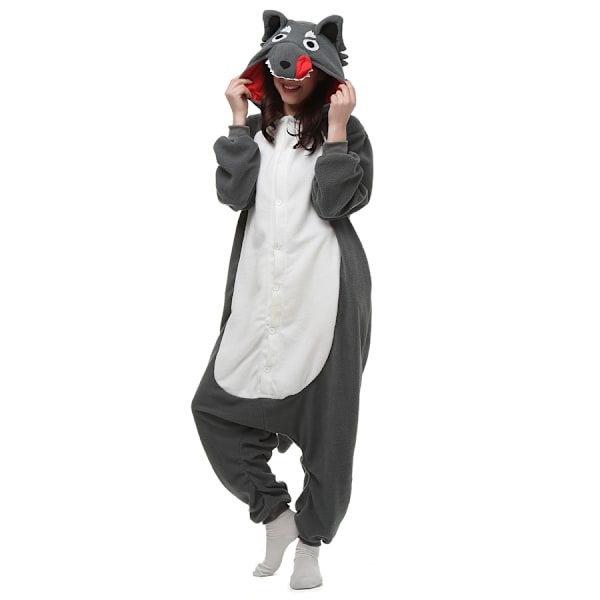 Stor och elak varg pyjamas onesie jumpsuit tecknad djur hoodie (L storlek