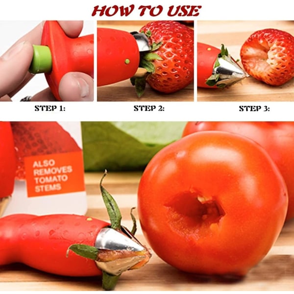 3 stk fruktkjernefjerner, jordbærfjerner, tomatseparator