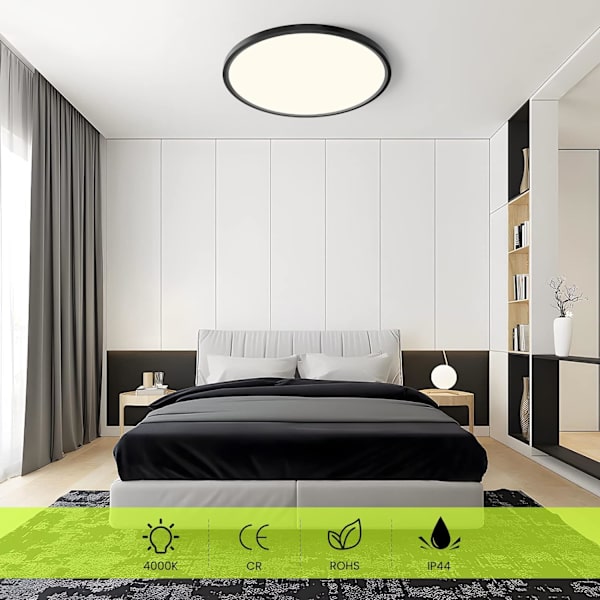 LED-taklampe, OTREN 24W innfelt lampe, vanntett IP44, 4000