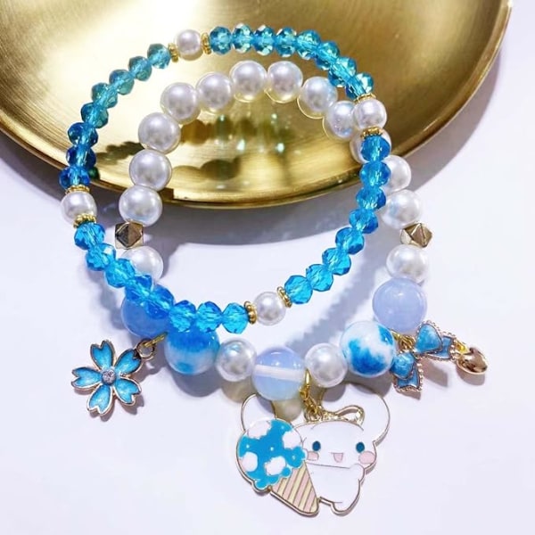 Kawaii Crystal Bead Bracelet, Cute Cartoon Elastic Bead Bracelet