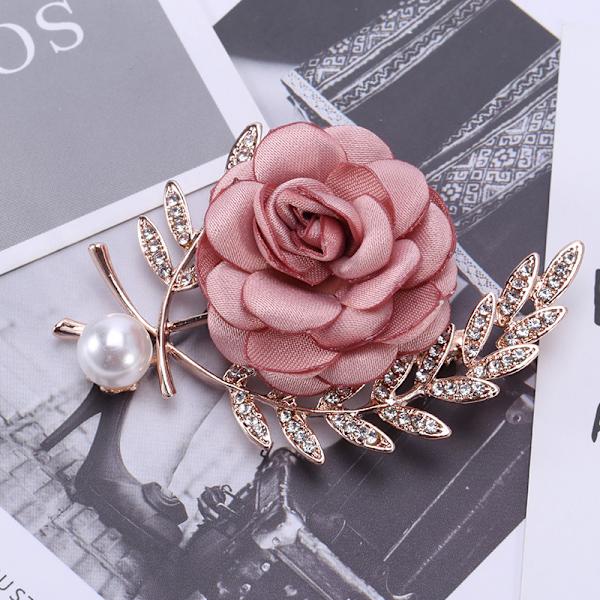 Tyg Rosen Brosch Pin – Blom Brosch Pin för Kvinnor och Män, Blommig Brosch Pin för Bröllop, Fest, Klänning och Scarf