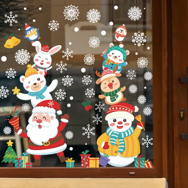 29x60cm Julepynt UV Elektrostatisk Santa Snowflake Wal