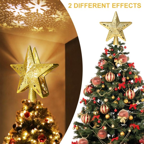 Christmas Tree Topper, Christmas Tree Star med LED Snowflake Pro