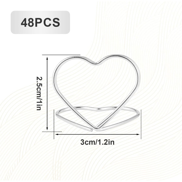 50 stk. bordkortholdere, hjerteformede bordnummerholdere, små
