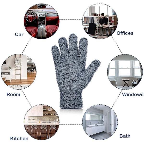 2 par mikrofiber auto støv rengøring handsker vaskbare rengørings vanter til køkken hus rengøring biler lastbiler spejle lamper persienner støv rengøring