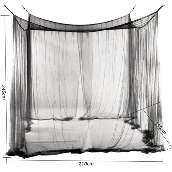 Seng Myggnetting, Senghimmel-Myggnetting med 4 Dører, En Seng Myggnetting