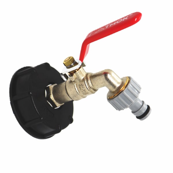 1000L Tankhane Vandhane Regnvandshøsterhane, IBC 1/2 Vandtankadapter Dobbelt Regnvandshøsterhane, Messinghane Fremstillet af PP Grovgevind 60mm (1stk)
