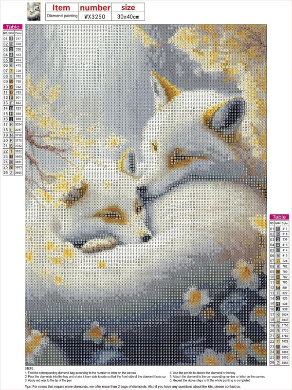 30*40CM 5D Diamantmaling, DIY Broderi Ræve Diamantmaling