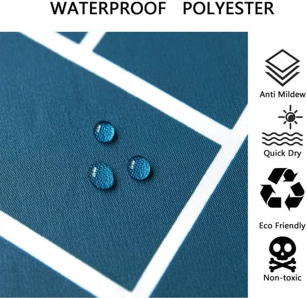 Hurtigtørrende bruseforhæng i polyesterstof med 12 plastikkroge til badeværelset
